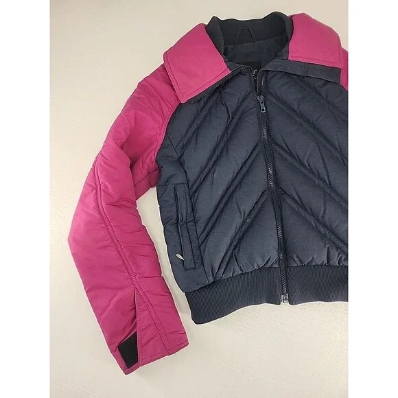 Vintage Roffe Size XS/S| Retro 80s Quilted Puffer Ski Jacket Fuscia Navy - Picture 3 of 8